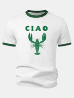 Ciao Lobster Print Contrast Ringer T-Shirt