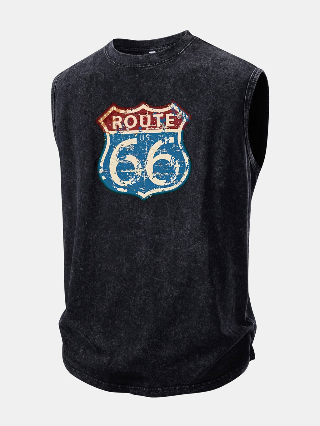 U.S. Route 66 Print Washed Distressed Tank Top