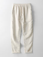 Relax Fit Crocheted V Neck Polo & Straight Leg Linen Pants