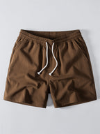 Relax Fit Striped Open Knit Polo & Crinkle Textured Drawstring 5" Shorts