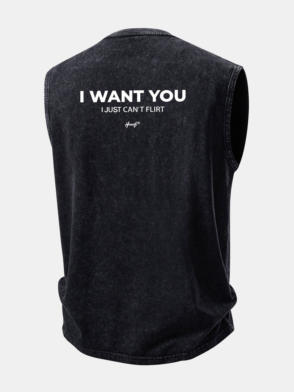 I Want You Print Washed Distressed Tank Top