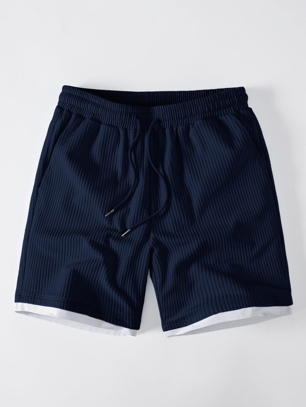 2 In 1 Ribbed Notched Collar T-Shirt & Ribbed 7" Shorts