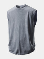 I Want You Print Washed Distressed Tank Top