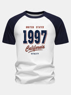1997 California Print Cotton Raglan Sleeve T-Shirt