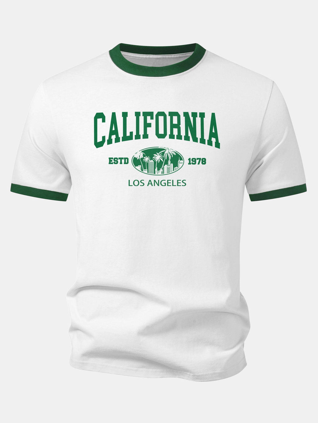 California Print Contrast Ringer T-Shirt