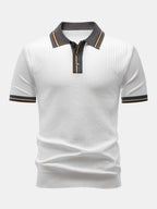 Contrast Trim Knit Polo Shirt & Slim Fit Tapered Trousers