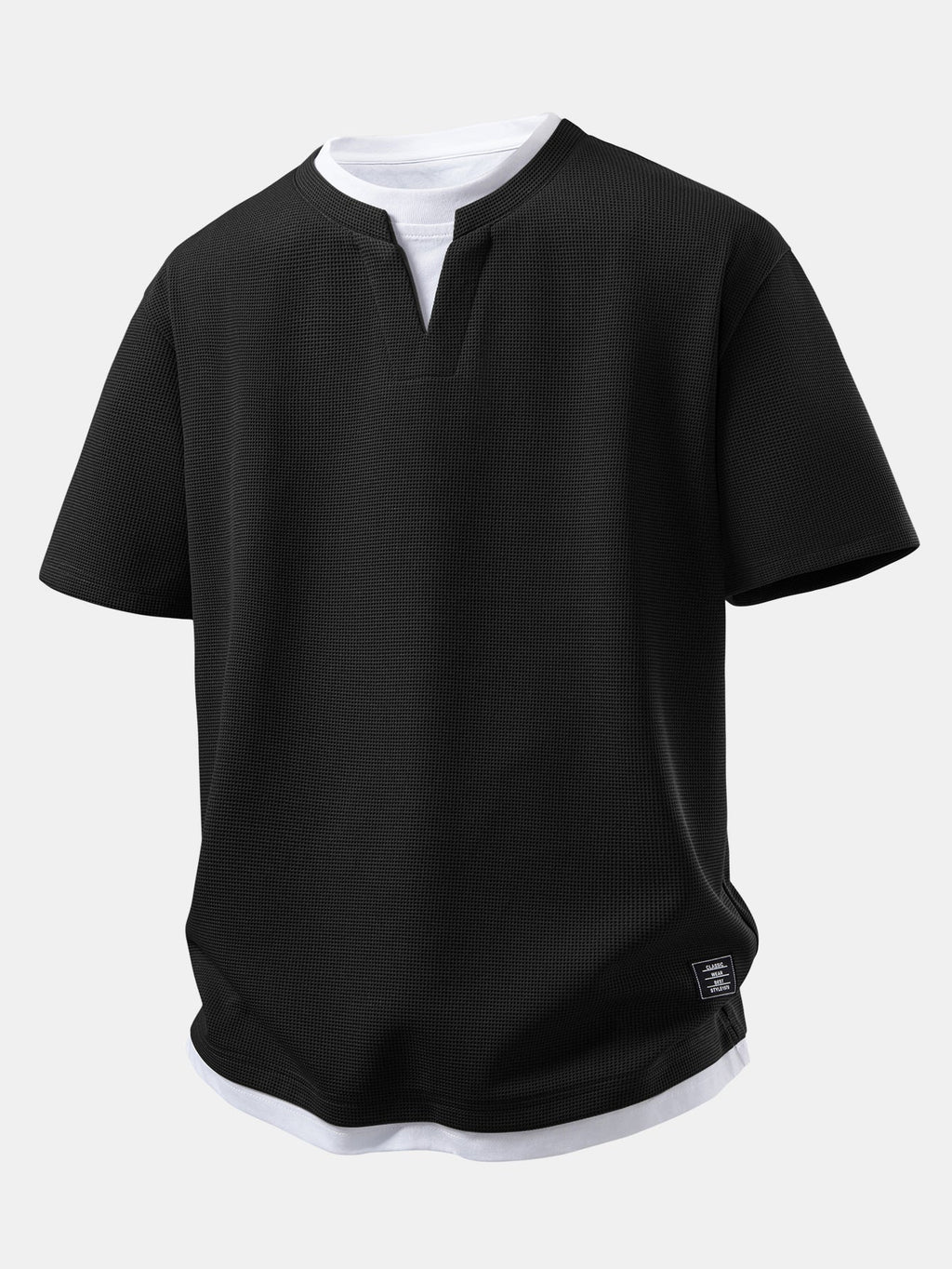 2 In 1 Waffle Notched Collar T-Shirt & 7" Shorts Set