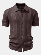 Linen Textured Knit Shirt & Slim Fit Tapered Trousers