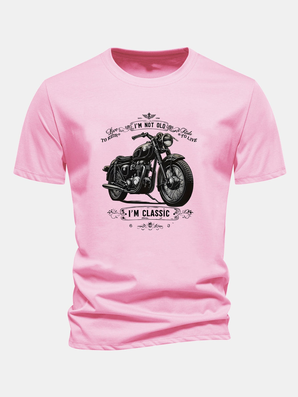 Regular Fit Classic Motorcycle Print Cotton T-Shirt