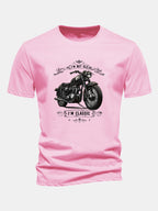 Regular Fit Classic Motorcycle Print Cotton T-Shirt