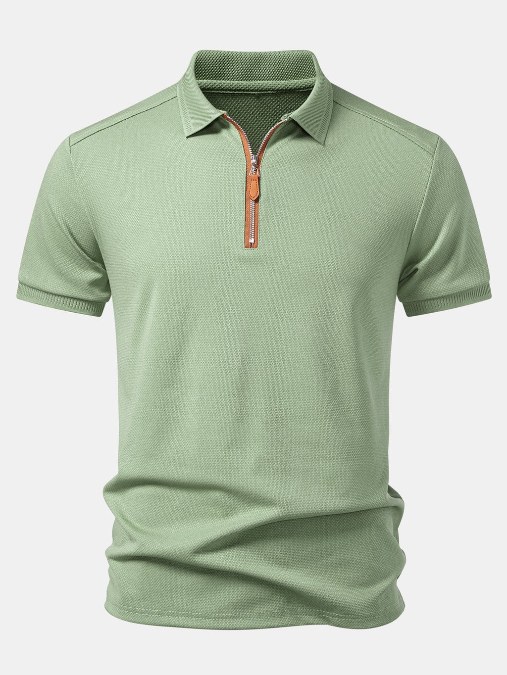 Textured Zipper Polo