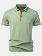 Textured Zipper Polo
