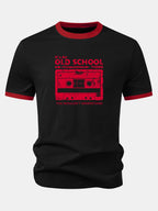 Cassette Tape Print Contrast Ringer T-Shirt