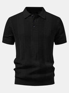Linen Textured Knit Polo & Slim Fit Tapered Trousers