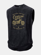Original Motors Print Washed Distressed Tank Top