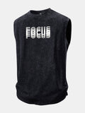 Focus Print Washed Distressed Tank Top