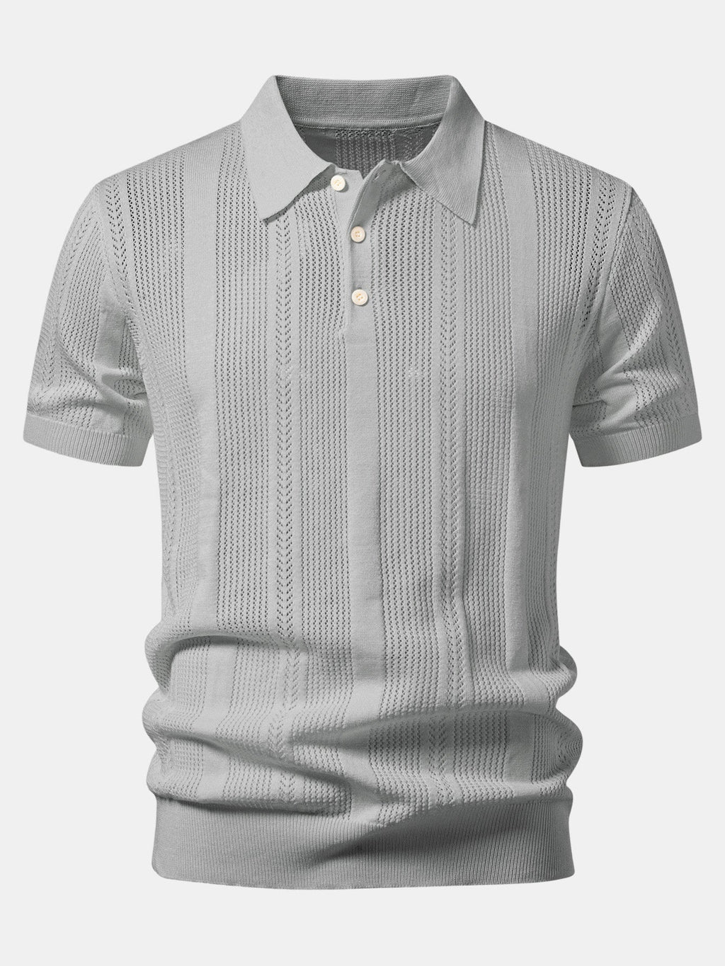 Striped Open Knit Polo
