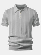 Striped Open Knit Polo