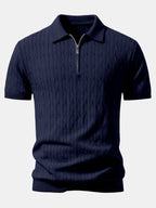 Twisted Jacquard Zipper Knit Polo & Slim Fit Tapered Trousers
