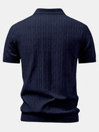 Twisted Jacquard Zipper Knit Polo & Slim Fit Tapered Trousers