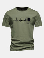 Regular Fit Keyboard Heartbeat Print Cotton T-Shirt