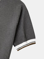 Contrast Trim Knit Polo Shirt & Slim Fit Tapered Trousers