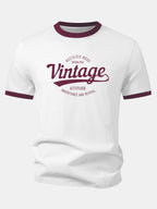 Vintage Print Contrast Ringer T-Shirt
