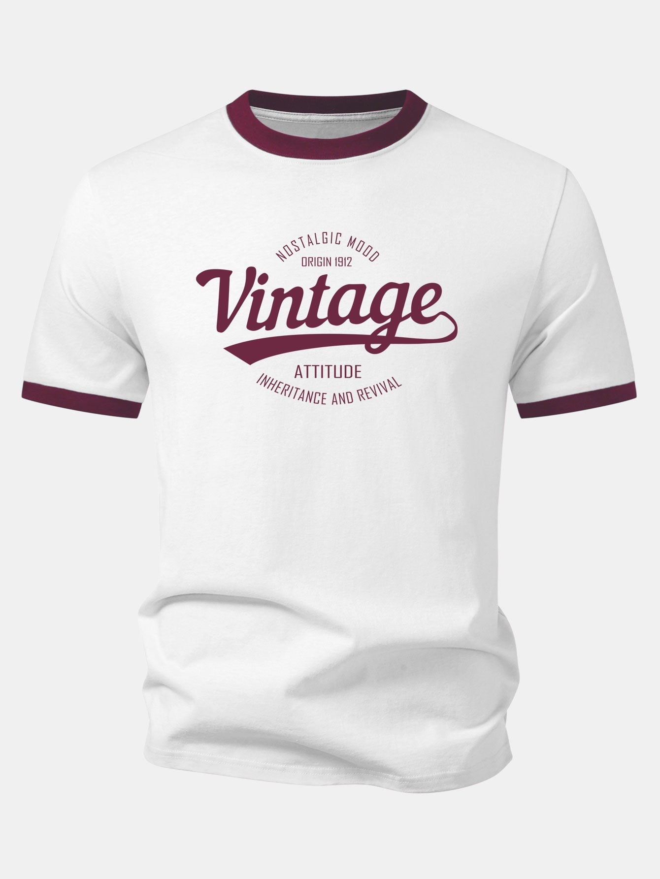 Vintage Print Contrast Ringer T-Shirt
