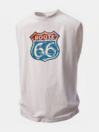 U.S. Route 66 Print Washed Distressed Tank Top