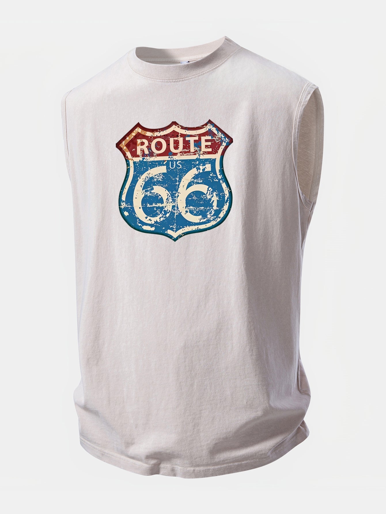 U.S. Route 66 Print Washed Distressed Tank Top