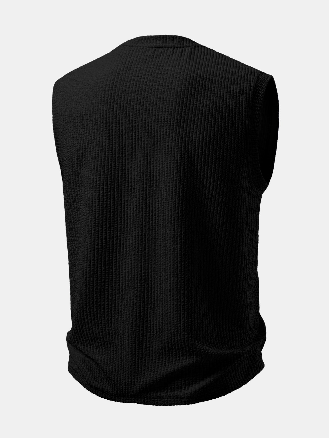 Ribbed Notched Collar Tank Top & Ribbed Drawstring 7" Shorts