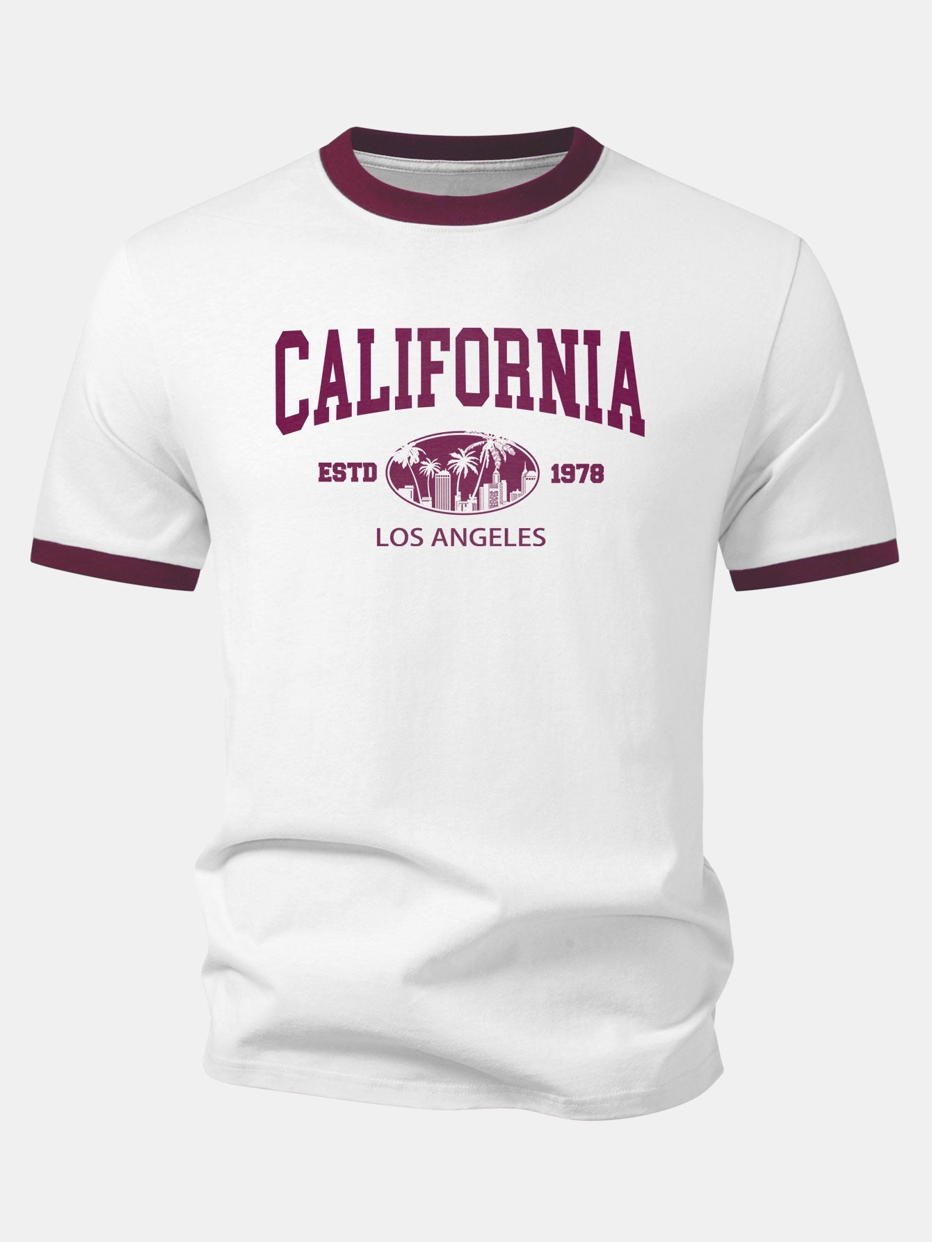 California Print Contrast Ringer T-Shirt