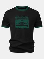 Cassette Tape Print Contrast Ringer T-Shirt