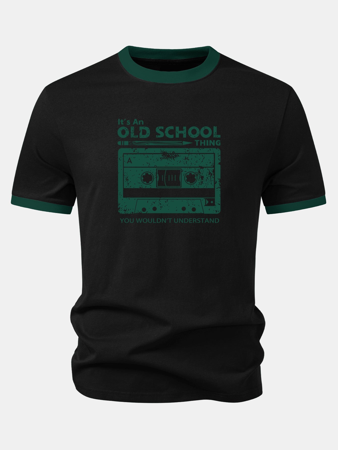 Cassette Tape Print Contrast Ringer T-Shirt