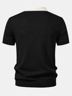 Contrast Striped Ribbed Knit Polo