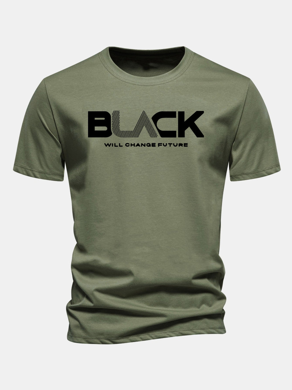 Regular Fit Black Print Cotton T-Shirt