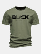 Regular Fit Black Print Cotton T-Shirt