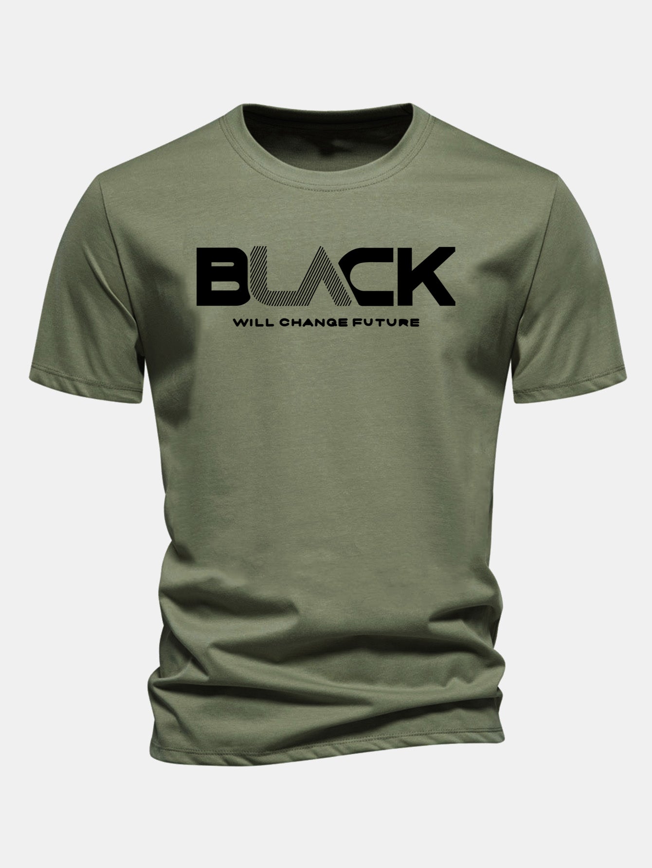 Regular Fit Black Print Cotton T-Shirt