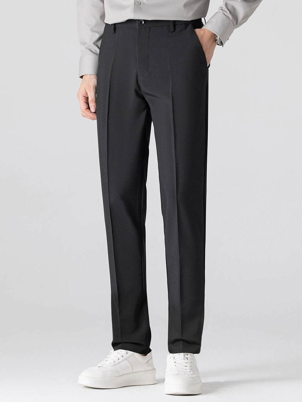 Contrast Textured Jacquard V Neck Knit Polo & Slim Fit Tapered Trousers