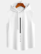 Dream Stripe Print Curved Hem Sleeveless Hooded Tank Top