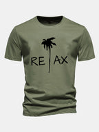 Regular Fit Relax Palm Tree Print Cotton T-Shirt