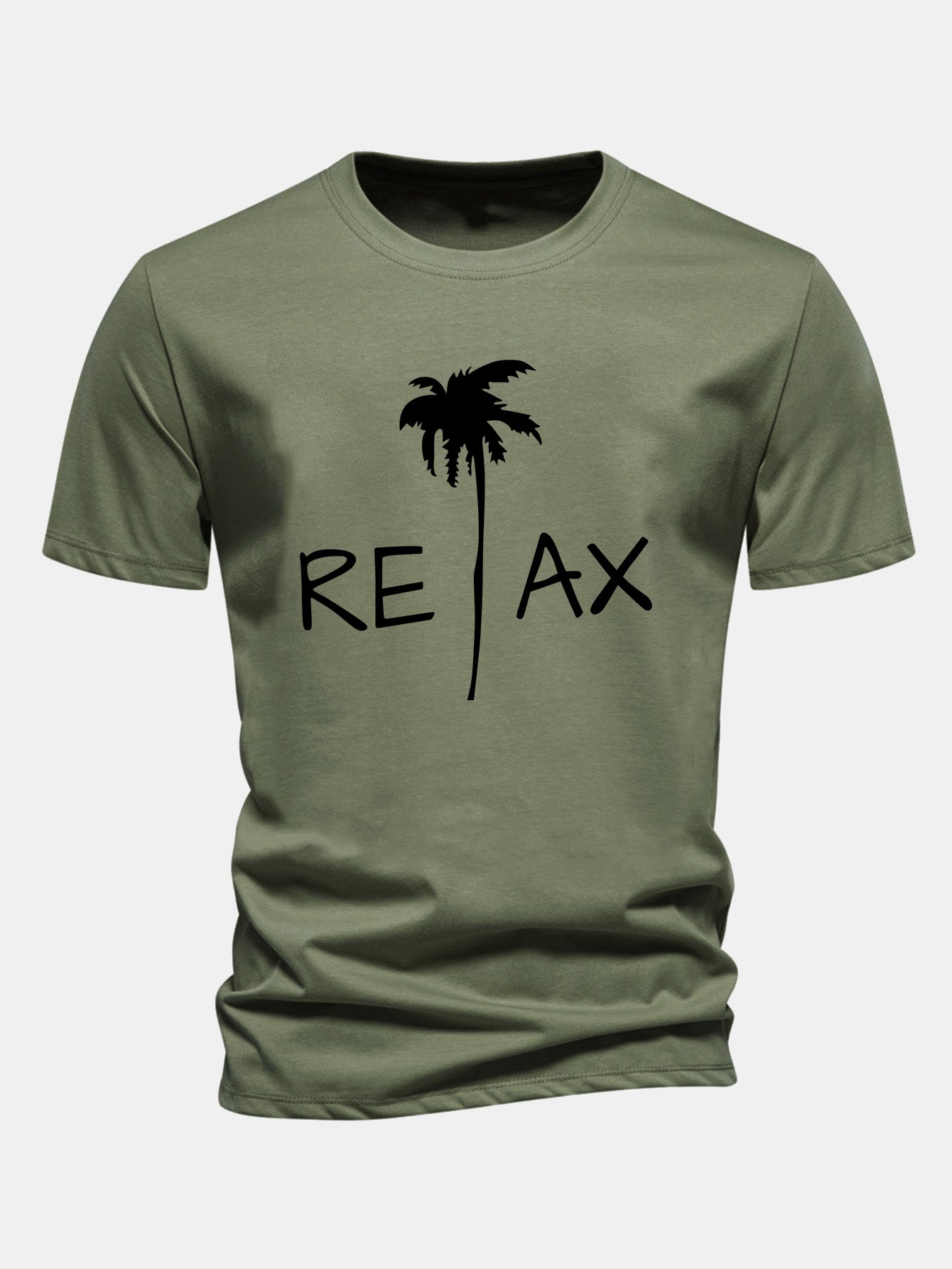 Regular Fit Relax Palm Tree Print Cotton T-Shirt