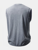 Rich Or Risk Print Washed Distressed Tank Top