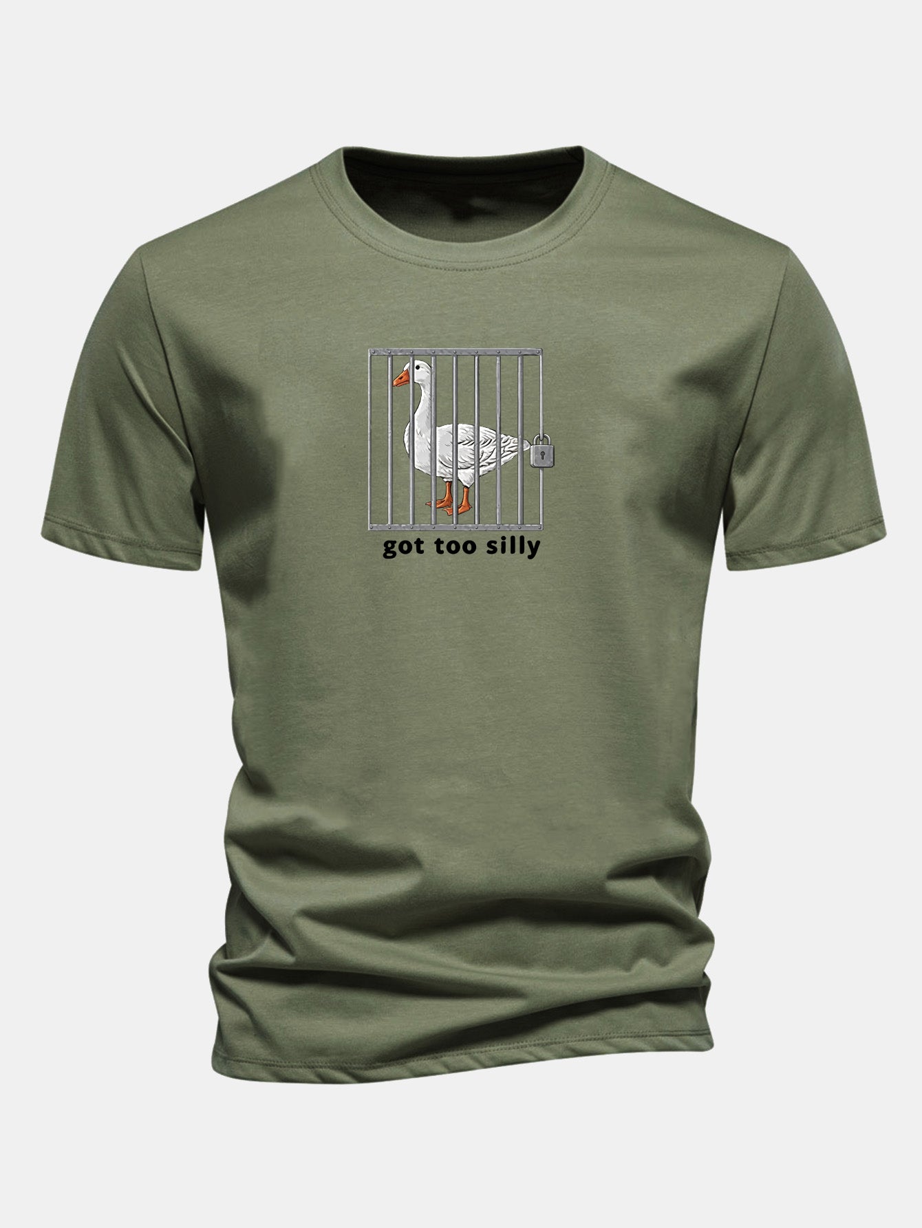 Regular Fit Silly Goose Print Cotton T-Shirt