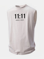 11:11 Print Washed Distressed Tank Top
