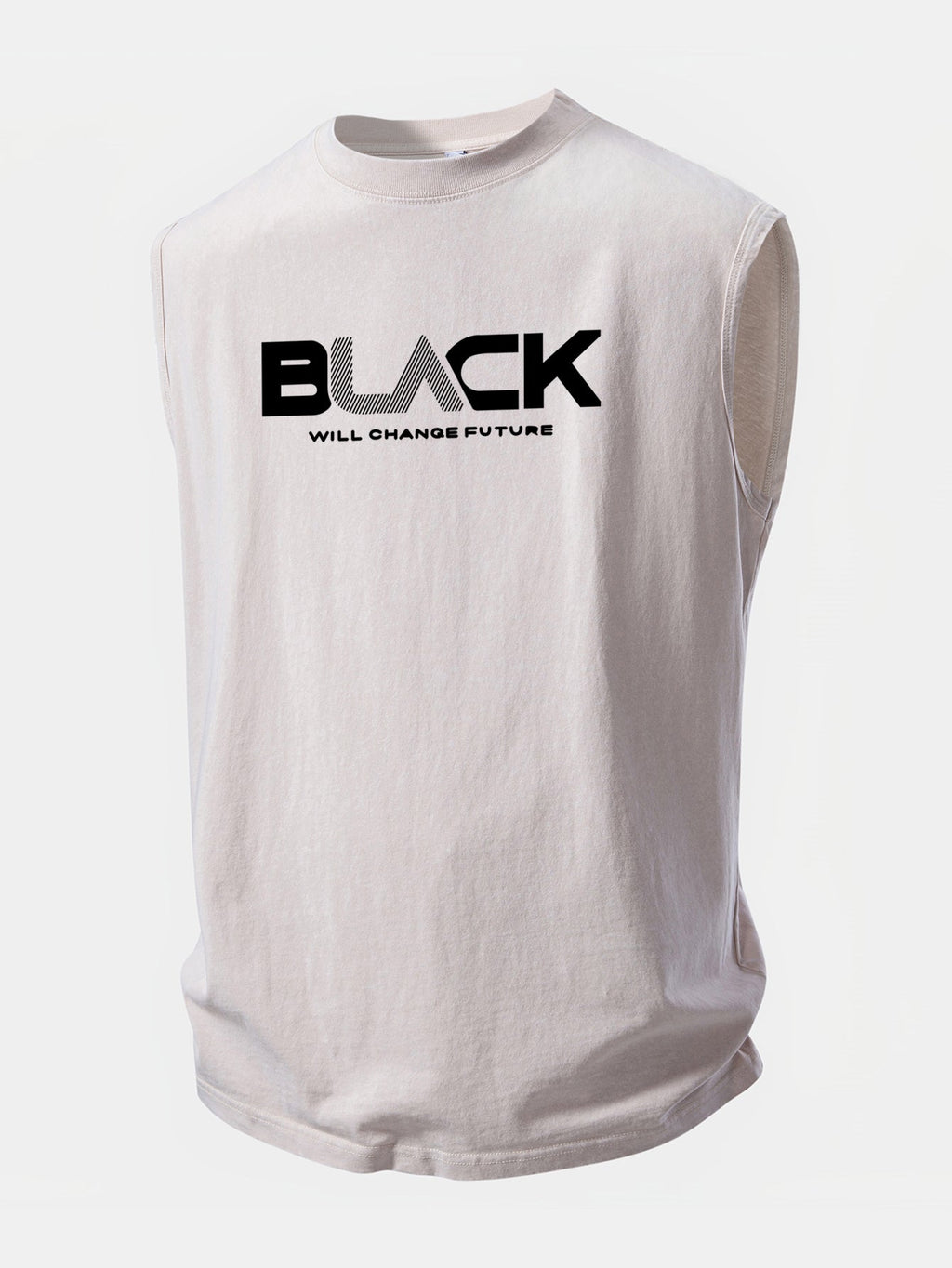 Black Print Washed Distressed Tank Top