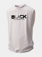 Black Print Washed Distressed Tank Top