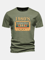 Regular Fit 1980's Cassette Tape Print Cotton T-Shirt