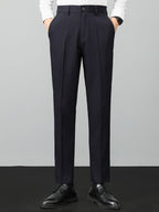 Contrast Striped Ribbed Knit Polo & Slim Fit Tapered Trousers
