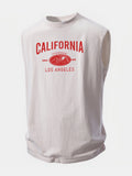 California Mountain Print Washed Distressed Tank Top